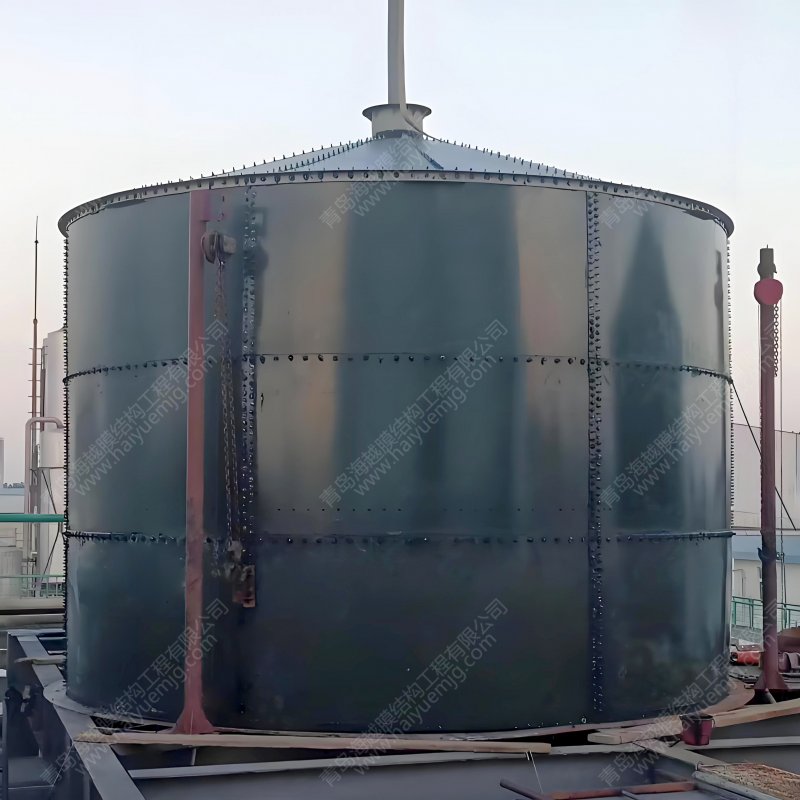 Outer steel inner membrane biogas tank